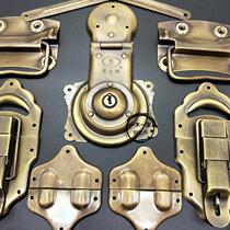 Chinese antique box pure copper box buckle hinge handle corner camphor wooden box hardware complete set of old copper accessories
