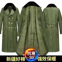Cotton coat thickened men and women long cold storage security Northeasterly green coat washing cold and cold coat cotton cotton