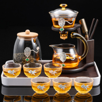 Glass lazy semi-automatic tea set Household small set magnetic teapot tea artifact living room Kung Fu tea cup