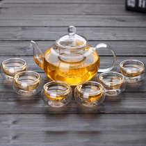Heat-resistant glass Teapot Elegant cup Office tea ceremony cup Flower tea Teapot Heat-resistant glass tea set Filter Teapot
