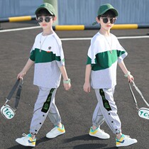 Childrens clothes boy Xia dress suit 2022 new CUHK Tong Han version Leisure sports suit Shuai qi Anti-mosquito wave 12 years old