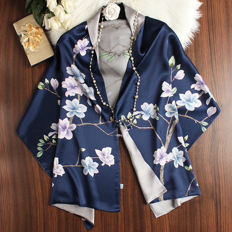 Matching cheongsam dress double-sided disc buckle silk shawl scarf double summer mom coat silk silk scarf girl