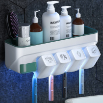 Toothbrush holder brush Cup gargle hanging wall toilet non-perforated wall hanging net red storage rack tooth cylinder set