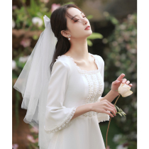 White Evening Gown Woman Temperament Style Banquet Small Sub-Ocean Dress Collar Certificate Registration Engagement Dress Normally Can Be Worn