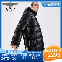 Boylondon flagship official website winter English letters silver print couple long down jacket 104402