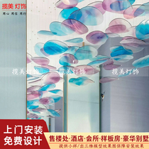 Creative air art hanging decoration hotel lobby colorful lighting ceiling decoration sales department sand table color round