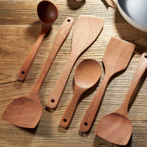 Wusandalwood shovel non-stick pot special spatula stir-fry shovel home high temperature resistant long handle large soup spoon set