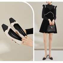 (Wang Xiaotoxic) Teenage Poetry TOO WOMAN SERIES-SQUARE HEAD BUTTERFLY KNOT SINGLE SHOE WOMAN NEW SHALLOW MOUTH HIGH HEEL SHOES
