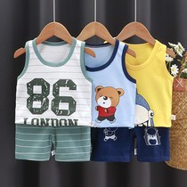Boys vest suit 2020 new baby sleeveless shorts sports two-piece set of childrens foreign summer clothes tide