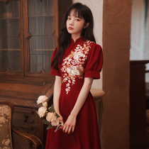 Chinese toast cheongsam bridal wine engagement dress wedding dress thank you banquet usually wear autumn