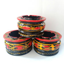 Sichuan Daliangshan specialty Yi lacquerware solid wood ashtray painted Handicraft ornaments Xide Yi lacquerware