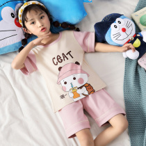 Girls Pajamas Summer Cotton Short Sleeve Summer Thin Girls Middle Children Summer Korean Female Student Home Clothes Set
