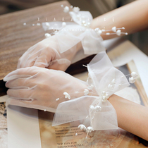 Shala Super fairy tulle broken flower Flower bride gloves beautiful fairy bow studio photography hand accessories