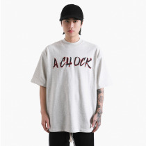 A Chock National Tide Original Design Embroidery Logo short sleeve loose casual couple round collar cover with undershirt t-shirt