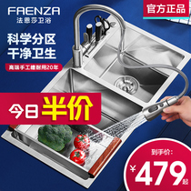 Faenza handmade sink double tank kitchen thickened 304 stainless steel wash basin household table sink sink