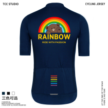 TOSO STEP Summer Deep Blue Black White Rainbow Short Sleeve Riding cartoon Breathable Bike men and women