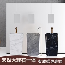 Outdoor natural marble column basin integrated column basin stone carving vertical washbasin toilet floor wash basin