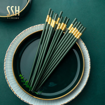 Chopsticks Household restaurant anti-slip mildew high temperature high-end light luxury wind family chopsticks High-value alloy chopsticks