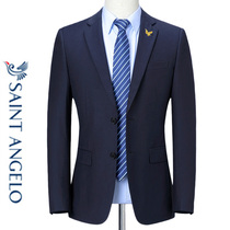 Saint Angelo single west mens new spring and autumn business middle-aged solid color suit slim navy blue trend small suit jacket