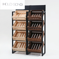 Fruit store shelves vegetable shelves display cabinets shelves red wine racks cake cabinets fresh supermarket fruits and vegetables multi-layer racks