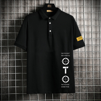 Short-sleeved polo shirt mens lapel T-shirt 2021 New Tide brand fat loose size half sleeve shirt top