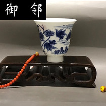 Handmade tea cup Jingdezhen kung fu tea set ceramic tea master cup blue and white Hechi happy Cup