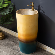 Column wash basin Courtyard integrated pool floor standing basin balcony toilet column basin ceramic washbasin 8