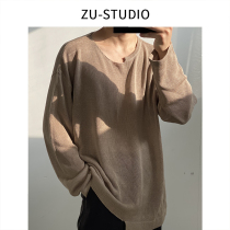 ZUstudios 10 1 on New Irregular Neckline hem design Loose Solid color lazy wind knitted sweater