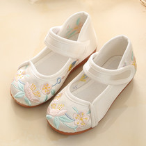 Old Beijing children Hanfu shoes girls embroidered shoes Princess students white shoes costume ethnic yan chu xie