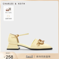 Mid-year discount CHARLES & KEITH womens shoes CK1-60900154 chain decoration square heel shoes