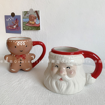W French ins Santa Claus mug cute cartoon water Cup ceramic creative coffee cup home holiday gift