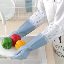 Home Cleaning Brush Bowls Gloves Women Rubber Oxford Cloth Wash Clothes Kitchen Waterproof cleaning work Garvelvet warm
