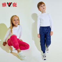 Yalu 2019 new childrens down pants large children thickened warm pants boys and girls wear 90 velvet outside the baby