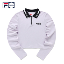 FILA FUSION Feile Tide womens long sleeve polo shirt 2021 new winter fashion short top