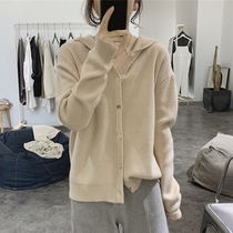 Womens clothing 2022 Spring and autumn new knit cardigan jacket woman with cap sweater outside wearing a design sensation little blouse