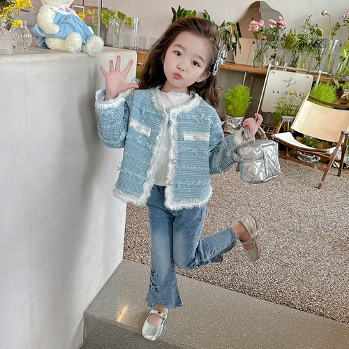 Детская куртка для девочек, коллекция 2023, в западном стиле, осенняя, в стиле Шанель