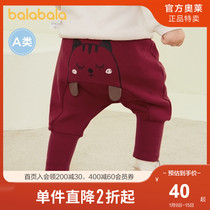 Balabala baby pants men discount clearance baby autumn and winter trousers plus velvet childrens casual pants sports pants cute