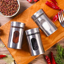 Kitchen supplies stainless steel seasoning jar glass sprinkling bottle barbecue seasoning jar pepper powder bottle toothpick tube salt jar
