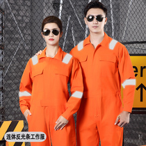 One-piece overalls suit suit male reflective strip cotton repair car auto repair paint PetroChina workers performance