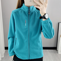 Outdoor fleece womens fleece jacket mens thick warm loose size stand neck cardigan sports and leisure sweater