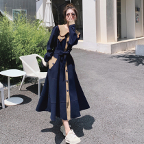 French light and wind long sleeve dress womens 2022 early autumn dress new doll collar thin age reduction ruffled long skirt