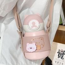 Water cup thermos cup female cute with straw couple cup a couple kettle net red high color value belly cup