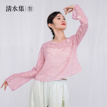 Qingshui set Douhua classical dance dance dress women elegant Chiffon embroidery printed practice suit top modern dance blouse