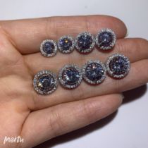Pt950 platinum imported American Mosa Diamond D color luxury dandelion 18k platinum full diamond round bag earrings