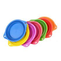  Pet portable out feeding Drinking water food basin with kettle buckle folding double ear dog Pet Double Ear Folding Bowl