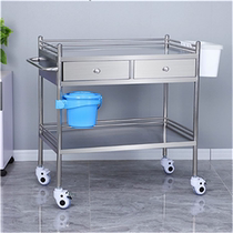 Stainless steel trolley treatment car trolley beauty medicine double-layer beauty salon silent surgery car Medical Equipment