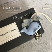 Car pendant goddess Net red high-end creative cute dolphin Bell Car Rearview Mirror ceramic pendant jewelry