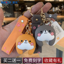 Creative Cartoon Paparazzi Key Button Personality Couple Pendant a pair of men and women lock spoon ring car chain Cute Hanging Accessories
