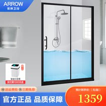 Wrigley overall shower room black one-shaped household bathroom partition glass sliding door dry and wet separation bath room
