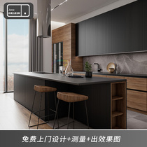 The whole cabinet is customized High-gloss modern simple Corriveig cabinet customization L open island platform kitchen